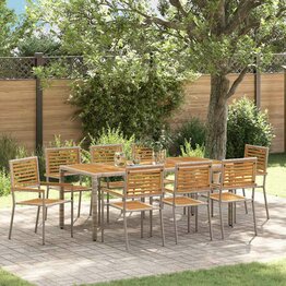 Tuin Eetset 9 pcs Grijs en Bruin 190 x 90 x 75 cm poly rattan