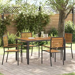 Tuin Eetset 5 pcs Zwart 150 x 90 x 75 cm poly rattan