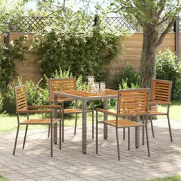 Tuin Eetset 5 pcs Grijs 90 x 90 x 75 cm poly rattan