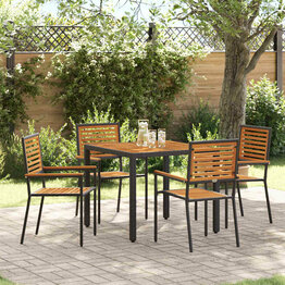 Tuin Eetset 5 pcs Zwart en Hout 90 x 90 x 75 cm poly rattan