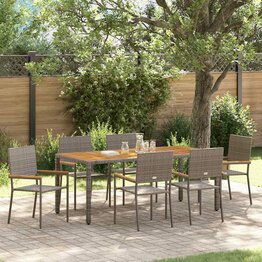 Tuin Eetset 7 pcs Grijs 190 x 90 x 75 cm poly rattan