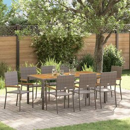 Tuin Eetset 9 pcs Grijs 190 x 90 x 75 cm poly rattan