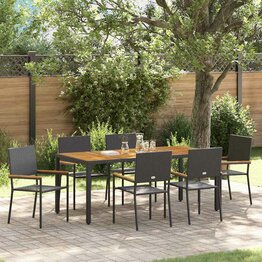 Tuin Eetset 7 pcs Zwart 190 x 90 x 75 cm poly rattan