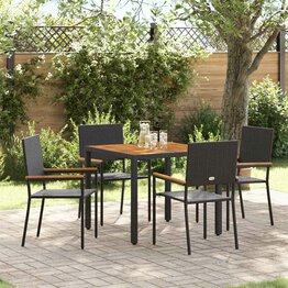 Tuin Eetset 5 pcs Zwart en Bruin 90 x 90 x 75 cm poly rattan