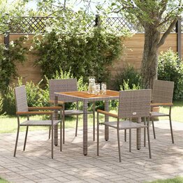 Tuin Eetset 5 pcs Grijs 90 x 90 x 75 cm poly rattan
