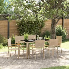 Tuin Eetset 7 pcs Beige 150 x 90 x 75 cm poly rattan