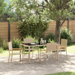 Tuin Eetset 5 pcs Beige 150 x 90 x 75 cm poly rattan