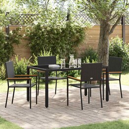 Tuin Eetset 5 pcs Zwart 150 x 90 x 75 cm poly rattan