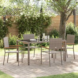 Tuin Eetset 5 pcs Grijs 150 x 90 x 75 cm poly rattan