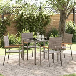 Tuin Eetset 5 pcs Grijs 90 x 90 x 75 cm poly rattan