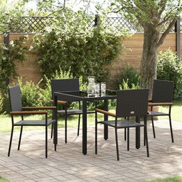 Tuin Eetset 5 pcs Zwart 90 x 90 x 75 cm poly rattan