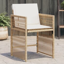 Tuinstoelen 4 st met kussens poly rattan beige