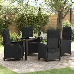 Tuin Eetset 5 pcs Zwart poly rattan