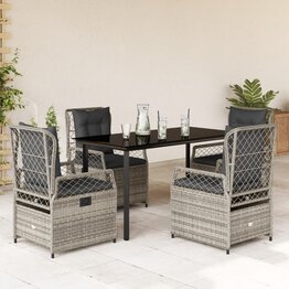 5-delige Tuinset met kussens poly rattan grijs