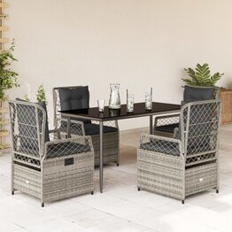 5-delige Tuinset met kussens poly rattan grijs