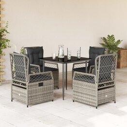 5-delige Tuinset met kussens poly rattan grijs
