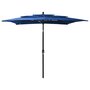 Parasol-3-laags-met-aluminium-paal-25x25-m-azuurblauw