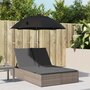 Ligbed-2-persoons-met-kussens-en-parasol-poly-rattan-grijs