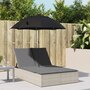 Ligbed-2-persoons-met-kussens-en-parasol-poly-rattan-lichtgrijs