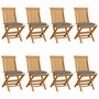 Tuinstoelen-8-st-met-grijze-kussens-massief-teakhout