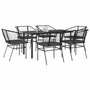 7-delige-Tuinset-met-kussens-poly-rattan-glas-zwart