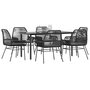 7-delige-Tuinset-met-kussens-poly-rattan-glas-zwart