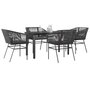 5-delige-Tuinset-met-kussens-poly-rattan-glas-zwart