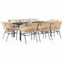 9-delige-Tuinset-met-kussens-poly-rattan-glas-bruin