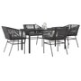 5-delige-Tuinset-met-kussens-poly-rattan-glas-zwart