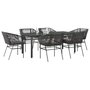 7-delige-Tuinset-met-kussens-poly-rattan-glas-zwart