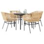 5-delige-Tuinset-met-kussens-poly-rattan-glas-bruin