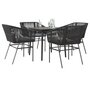 5-delige-Tuinset-met-kussens-poly-rattan-glas-zwart