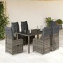 5-delige-Bistroset-met-kussens-poly-rattan-grijs