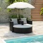 Tuinbed-met-parasol-poly-rattan-zwart